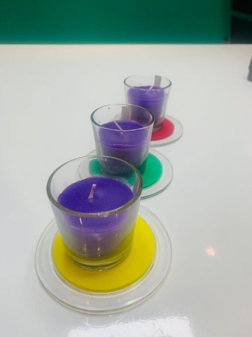 Lavender Scented Glass Candles - Set of 3 Piece, Purple - Image 2