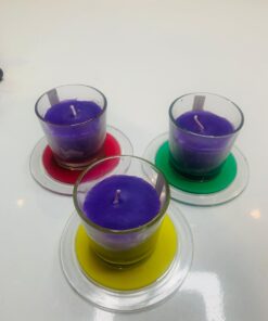 Lavender Scented Glass Candles - Set of 3 Piece, Purple