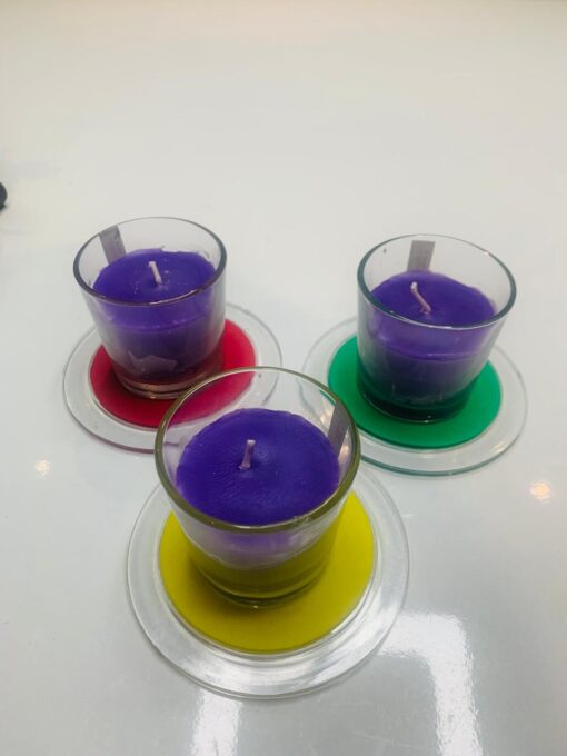 Lavender Scented Glass Candles - Set of 3 Piece, Purple