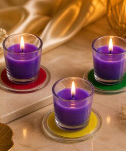 Lavender Scented Glass Candles - Set of 3 Piece, Purple