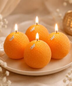 Luxury Pure Soy Wax Ladoo Candles, Set Of 4
