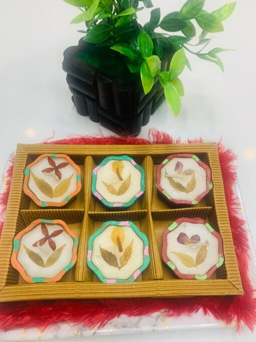 6 Diya-Shaped Scented Candles - Image 4