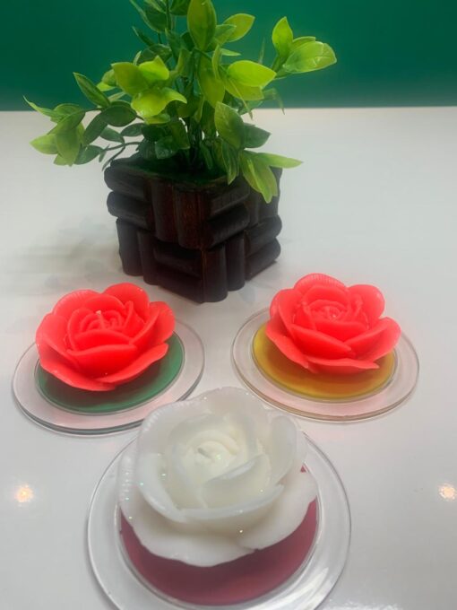 Rose-Shaped Candles – Red & White - Image 5