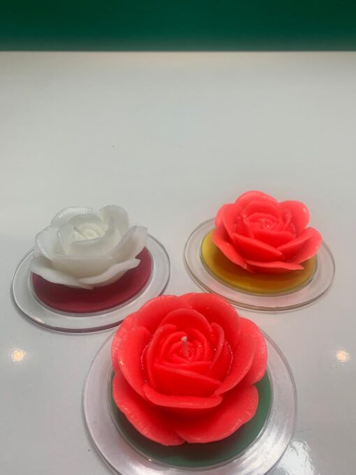 Rose-Shaped Candles – Red & White - Image 3